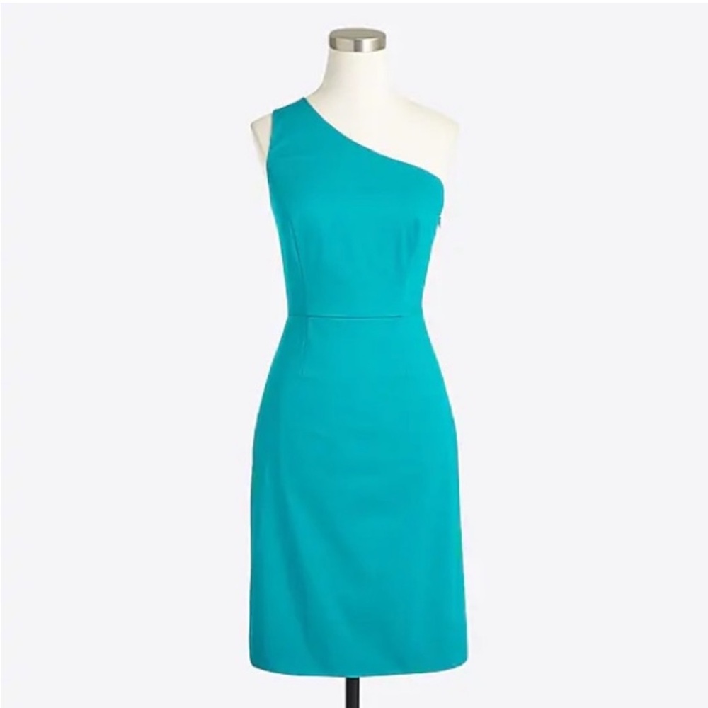 J. Crew One shoulder teal dress